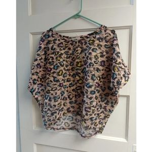 Multicolored lace sheer cheetah print top